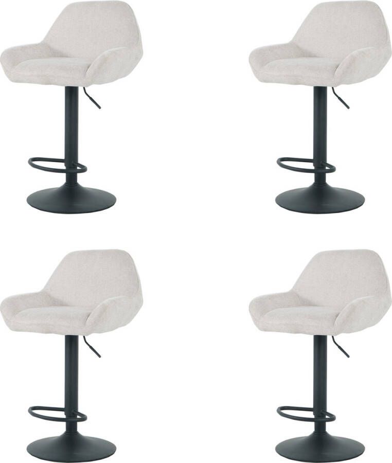 Nuvolix barkrukken set van 4 Jakarta barstoel barkrukken met rugleuning in hoogte verstelbaar beige stof