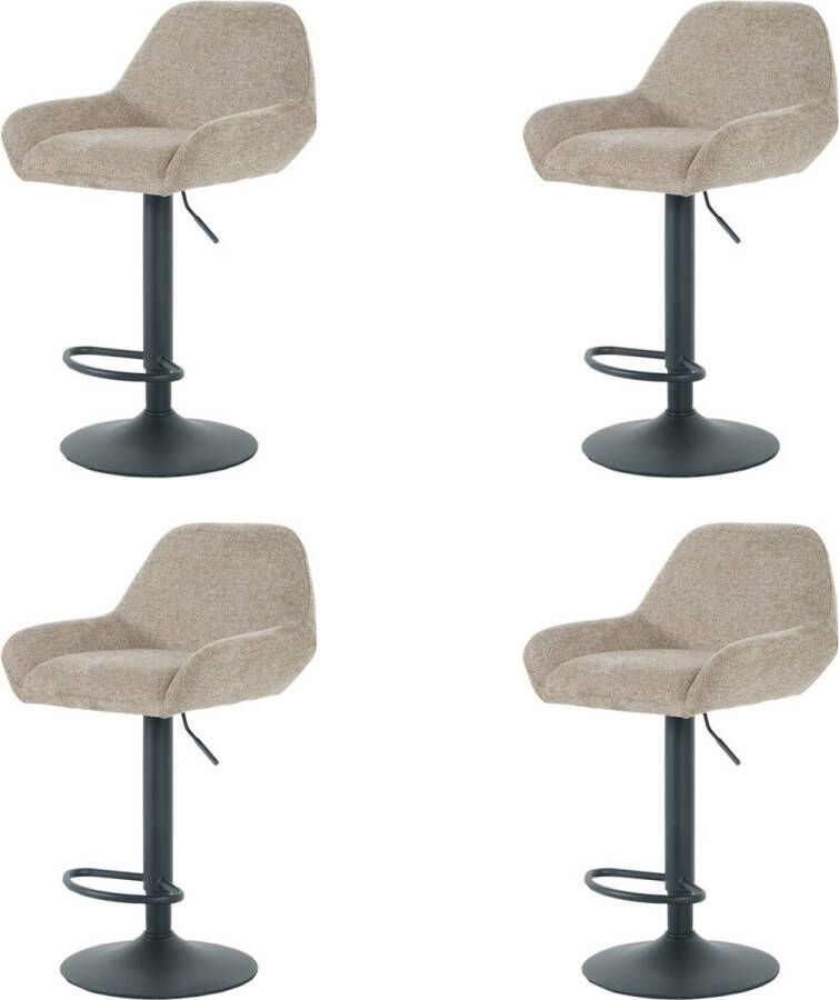 Nuvolix barkrukken set van 4 Jakarta barstoel barkrukken met rugleuning in hoogte verstelbaar bruin stof