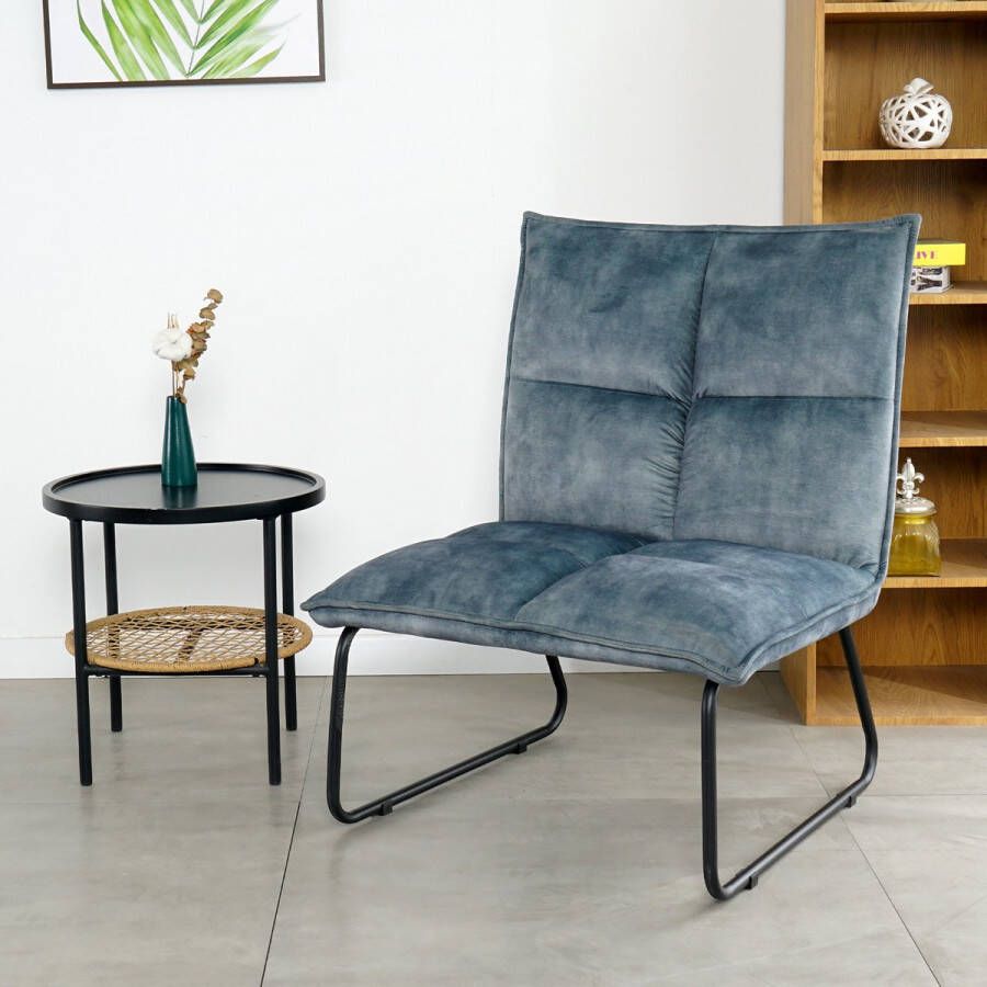 Nuvolix Fauteuil Reykjavik velvet relaxstoel lounge stoel blauw