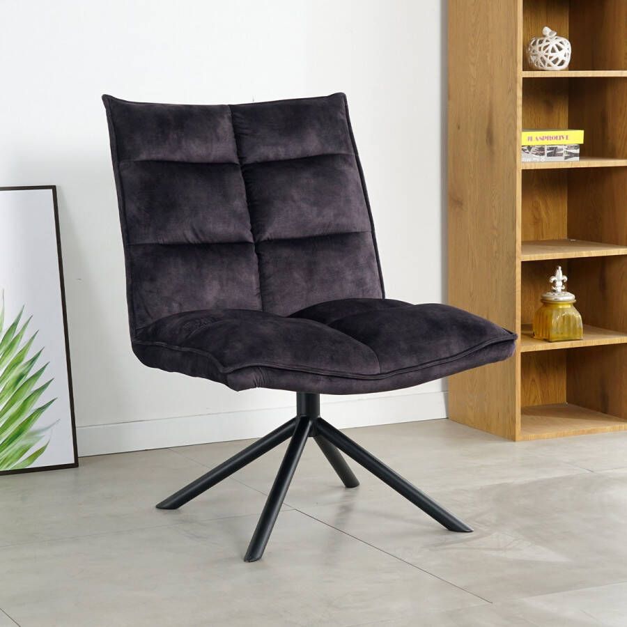 Nuvolix Fauteuil Santiago velvet relaxstoel lounge stoel grijs
