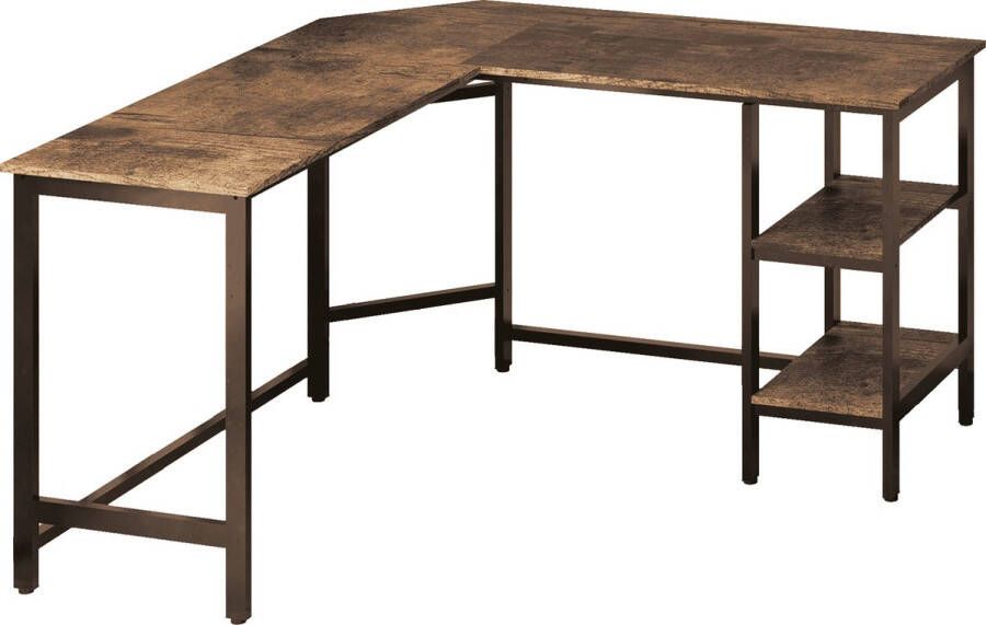 Nuvolix hoekbureau bureau L-vormig Hout Bruin 138*138*75CM