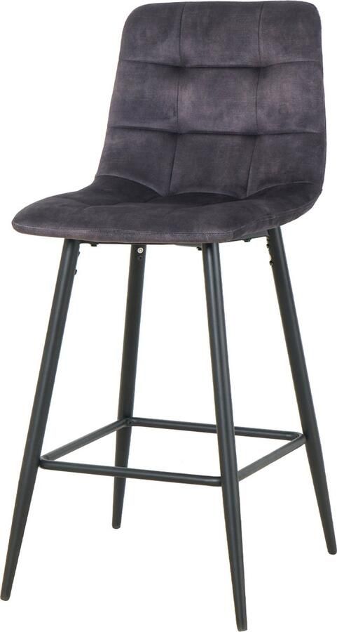 Nuvolix barkruk Boston barstoel grijs velvet 75CM