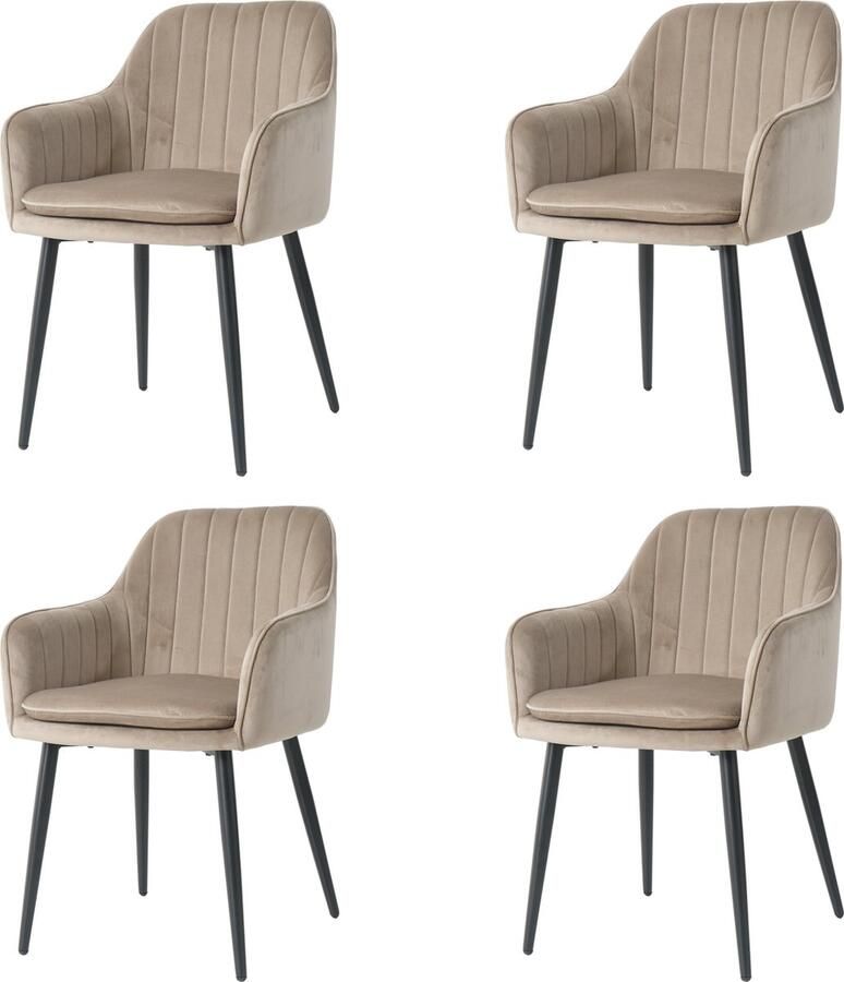 Nuvolix velvet eetkamerstoelen met armleuning set van 4 Dublin stoel met armleuningen eetkamerstoel velvet stoel beige