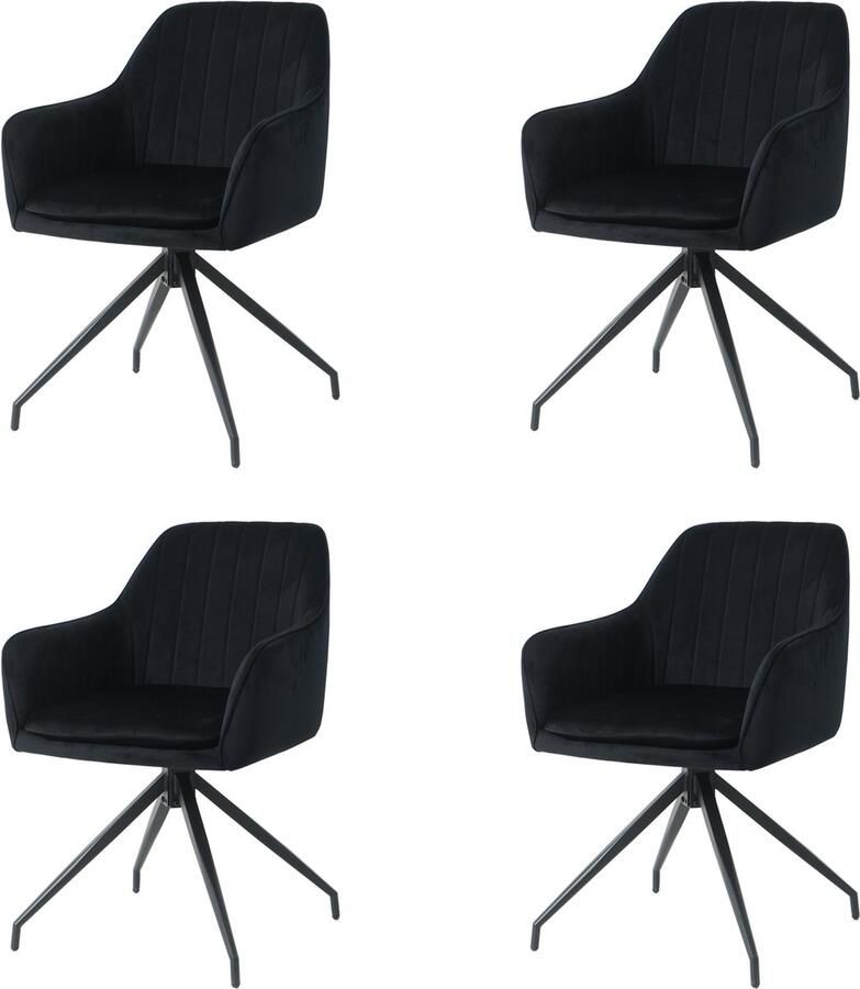 Nuvolix velvet eetkamerstoelen met armleuning set van 4 Geneve draaibaar stoel met armleuningen eetkamerstoel velvet stoel zwart
