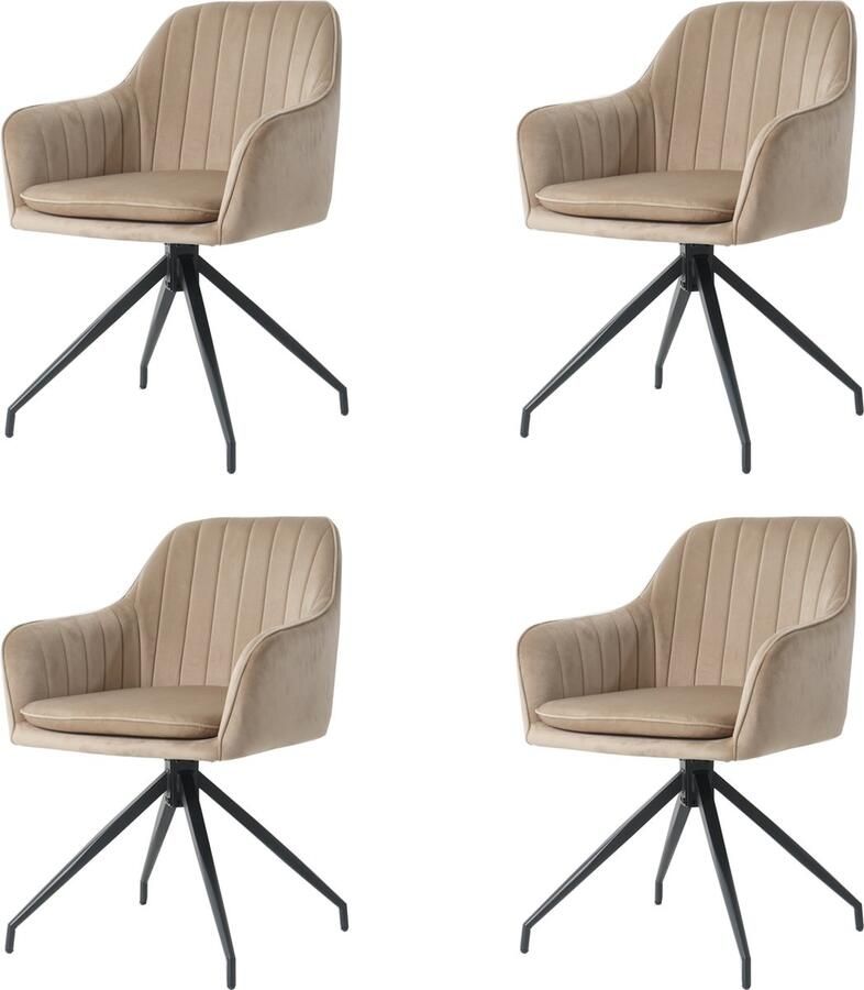 Nuvolix velvet eetkamerstoelen met armleuning set van 4 Geneve draaibaar stoel met armleuningen eetkamerstoel velvet stoel beige