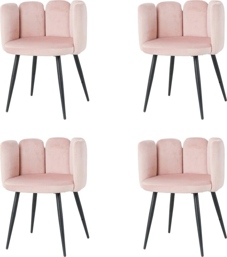 Nuvolix velvet eetkamerstoelen met armleuning set van 4 Seoul stoel met armleuningen eetkamerstoel velvet stoel roze