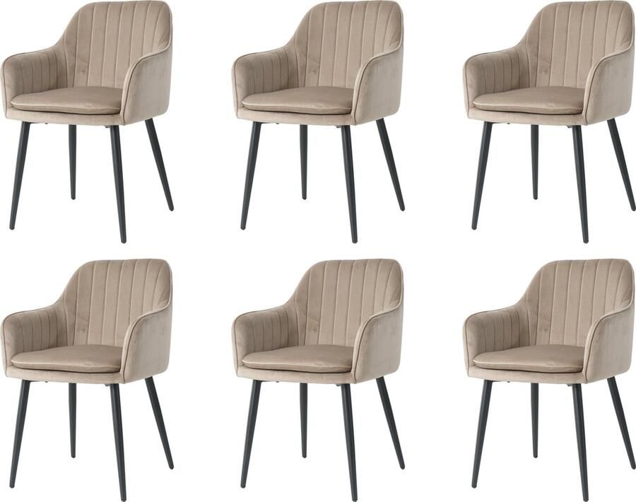Nuvolix velvet eetkamerstoelen met armleuning set van 6 Dublin stoel met armleuningen eetkamerstoel velvet stoel beige