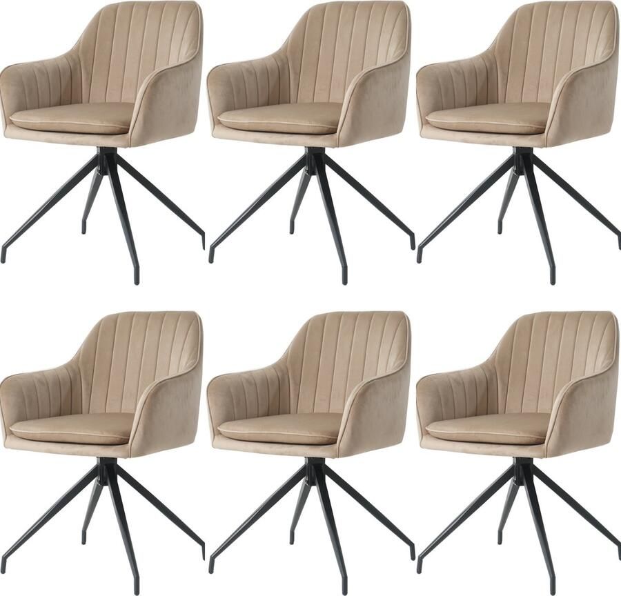 Nuvolix velvet eetkamerstoelen met armleuning set van 6 Geneve draaibaar stoel met armleuningen eetkamerstoel velvet stoel beige