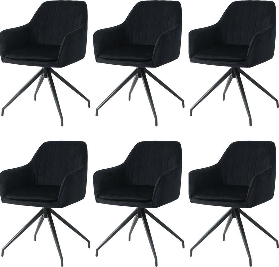 Nuvolix velvet eetkamerstoelen met armleuning set van 6 Geneve draaibaar stoel met armleuningen eetkamerstoel velvet stoel zwart