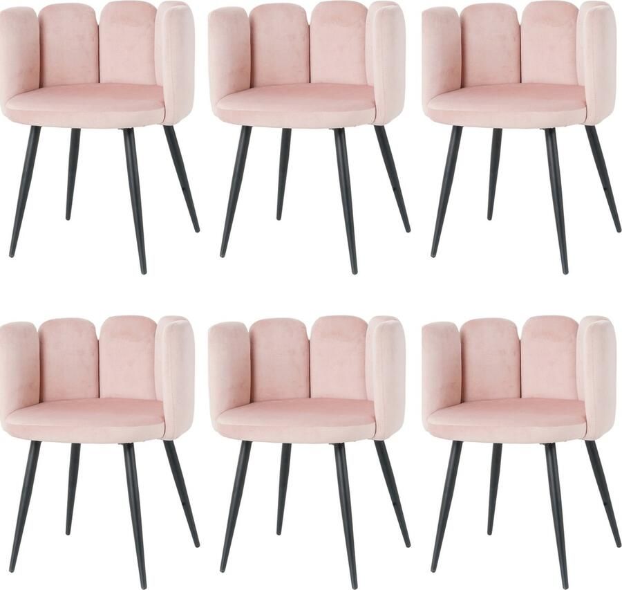 Nuvolix velvet eetkamerstoelen met armleuning set van 6 Seoul stoel met armleuningen eetkamerstoel velvet stoel roze