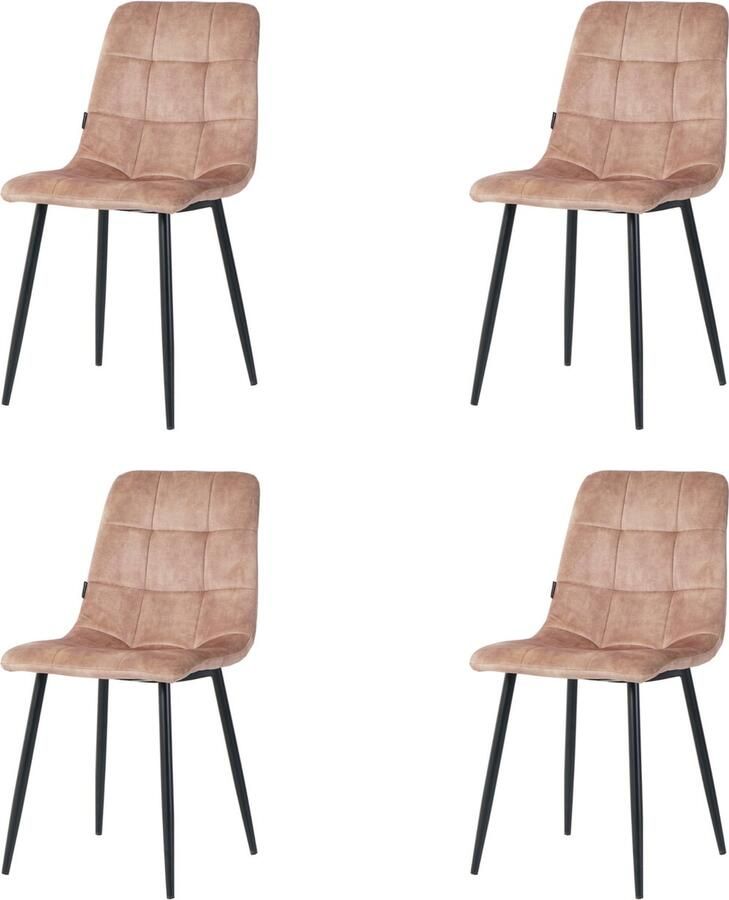 Nuvolix velvet eetkamerstoelen set van 4 Los Angeles eetkamerstoel velvet stoel beige