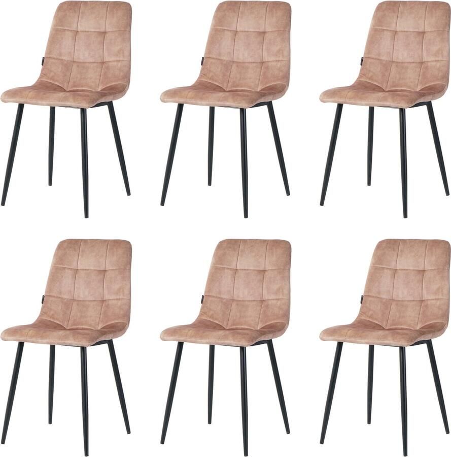 Nuvolix velvet eetkamerstoelen set van 6 Los Angeles eetkamerstoel velvet stoel beige