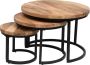 Nuvolix salontafels rond 61*42CM salontafel set van 3 mangohout naturel - Thumbnail 1