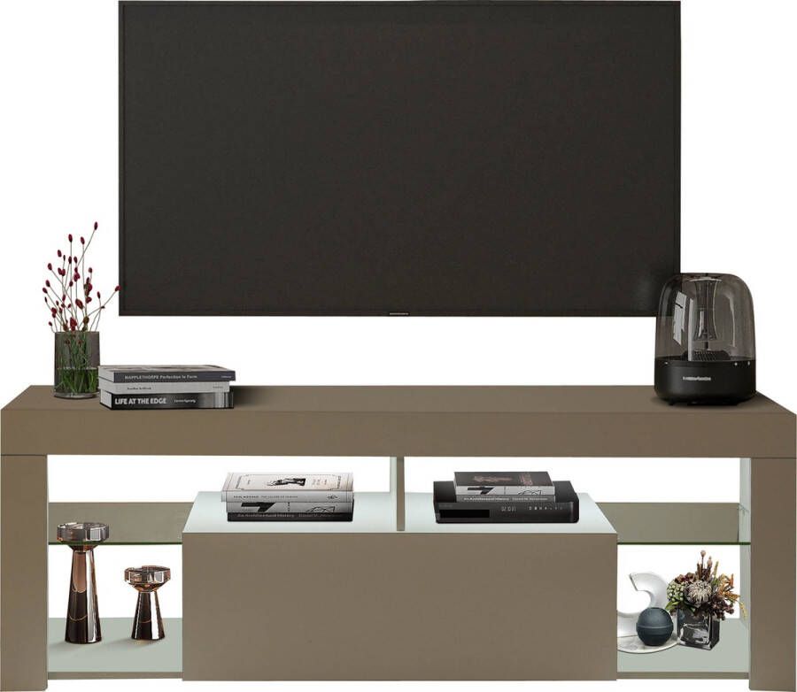 Merkloos Nuvolix TV meubel TV kast TV tafel met led-verlichting wit hout 140*35*50CM