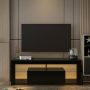 Nuvolix TV meubel TV kast TV tafel met led-verlichting zwart hout 140*35*50CM - Thumbnail 1