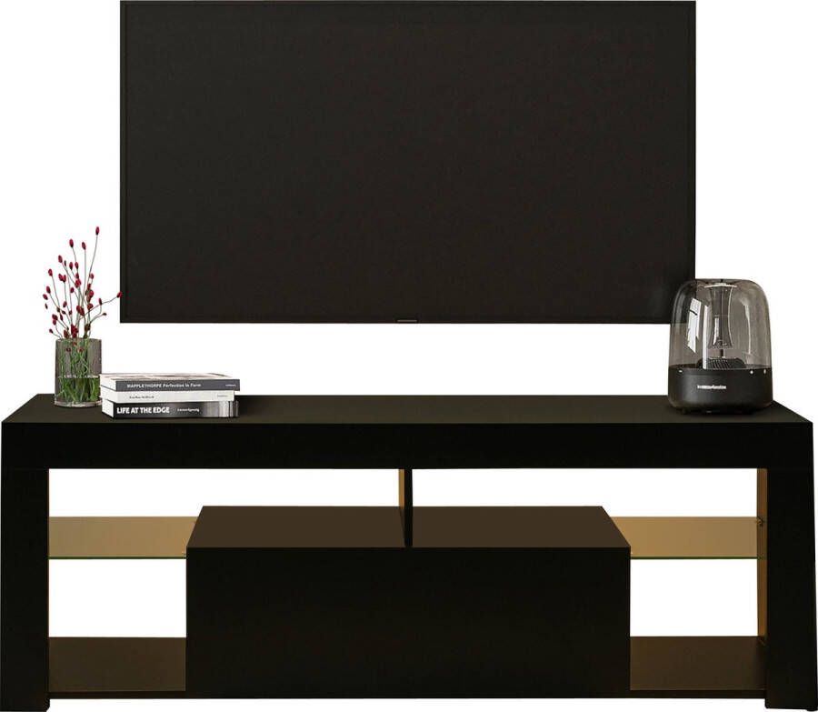 Merkloos Nuvolix TV meubel TV kast TV tafel met led-verlichting zwart hout 140*35*50CM