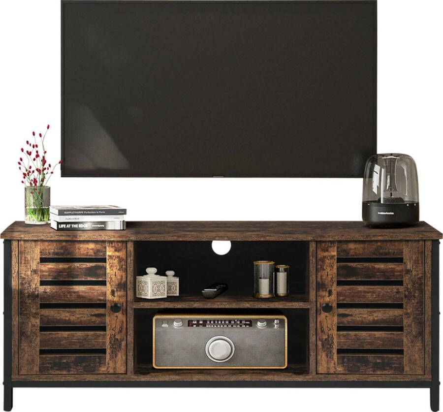 Nuvolix TV meubel TV kast TV tafel vintage industrieel bruin hout 110*40*50CM