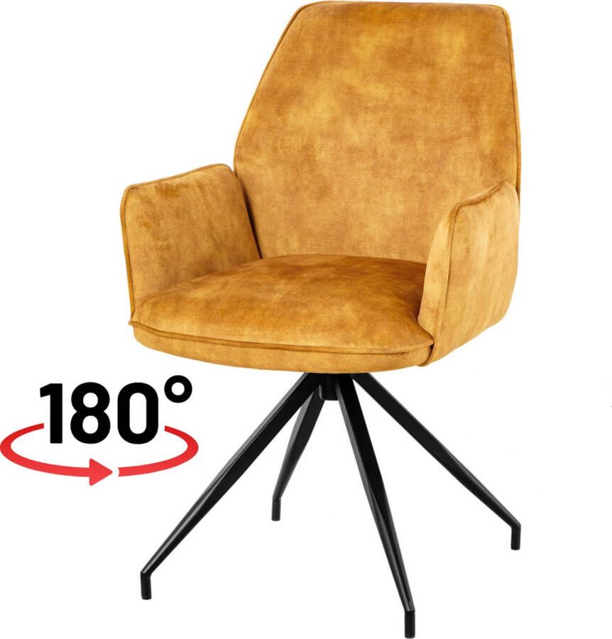 Merkloos Nuvolix velvet eetkamerstoel met armleuning Madrid 180° draaibaar stoel met armleuningen eetkamerstoel velvet stoel cognac