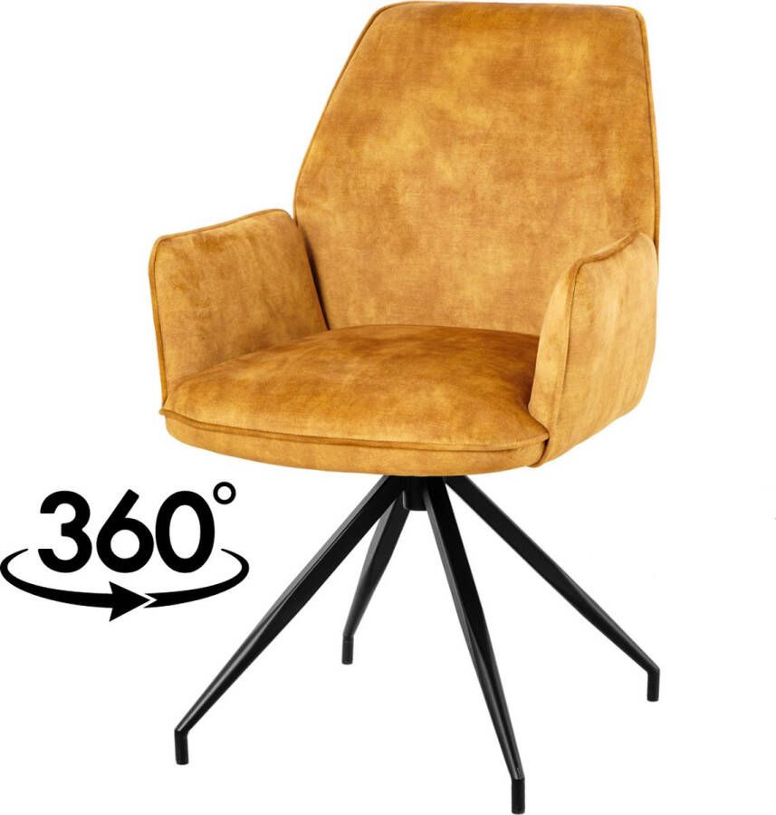 Merkloos Nuvolix velvet eetkamerstoel met armleuning Madrid 360° draaibaar stoel met armleuningen eetkamerstoel velvet stoel cognac