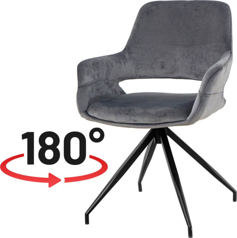 Nuvolix velvet eetkamerstoel met armleuning Stockholm 180° draaibaar stoel met armleuningen eetkamerstoel velvet stoel grijs