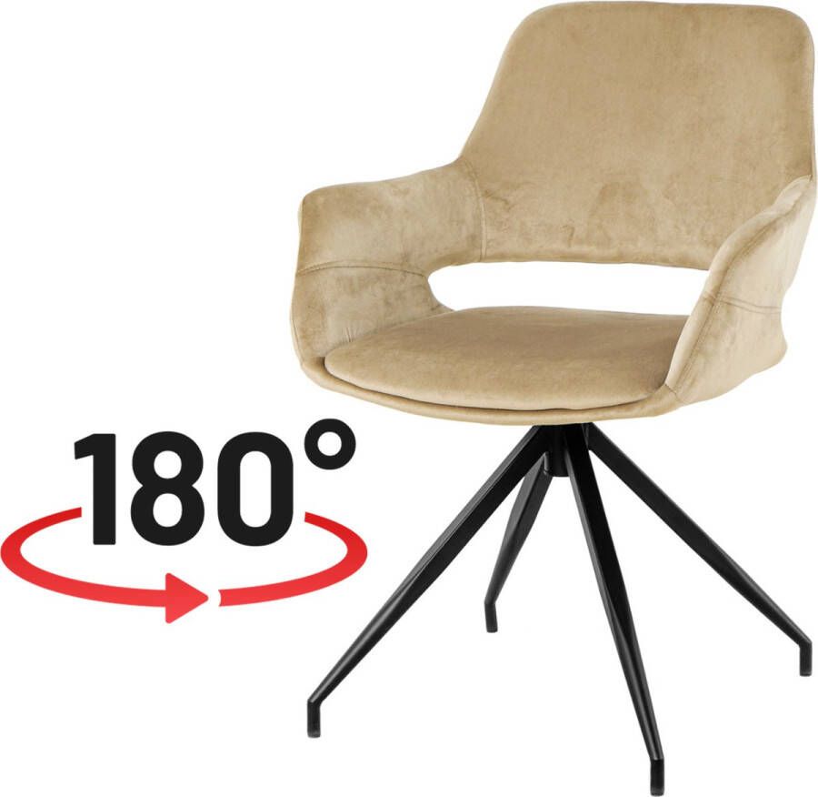 Nuvolix velvet eetkamerstoel met armleuning Stockholm 180° draaibaar stoel met armleuningen eetkamerstoel velvet stoel beige