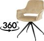 Nuvolix velvet eetkamerstoel met armleuning Stockholm 360° draaibaar stoel met armleuningen eetkamerstoel velvet stoel beige - Thumbnail 2