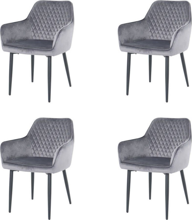 Nuvolix velvet eetkamerstoelen met armleuning set van 4 Barcelona stoel met armleuningen eetkamerstoel velvet stoel grijs