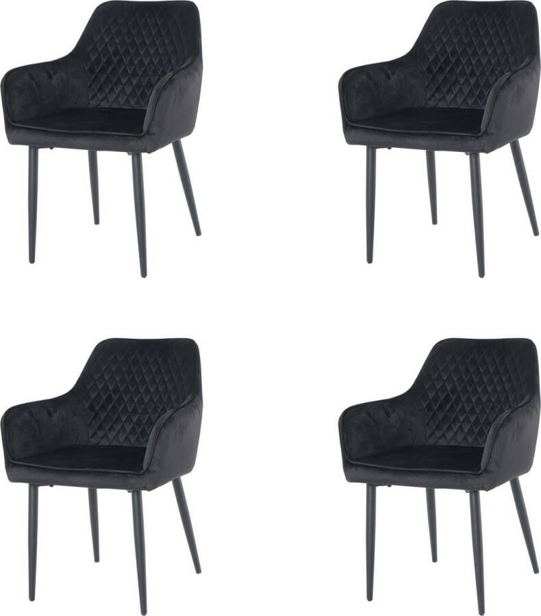 Nuvolix velvet eetkamerstoelen met armleuning set van 4 Barcelona stoel met armleuningen eetkamerstoel velvet stoel zwart