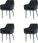 Nuvolix velvet eetkamerstoelen met armleuning set van 4 Barcelona stoel met armleuningen eetkamerstoel velvet stoel zwart - Thumbnail 2