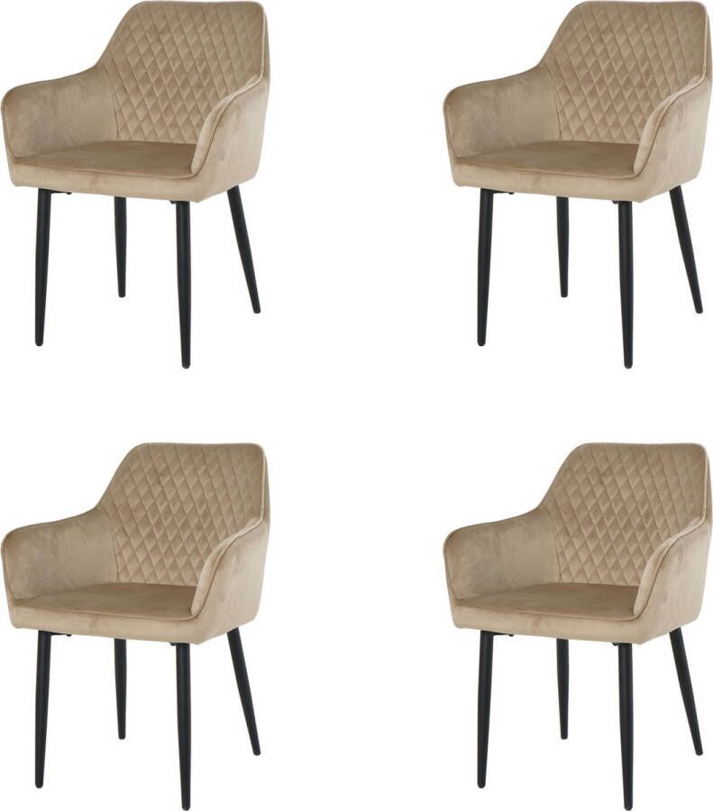 Nuvolix velvet eetkamerstoelen met armleuning set van 4 Barcelona stoel met armleuningen eetkamerstoel velvet stoel beige