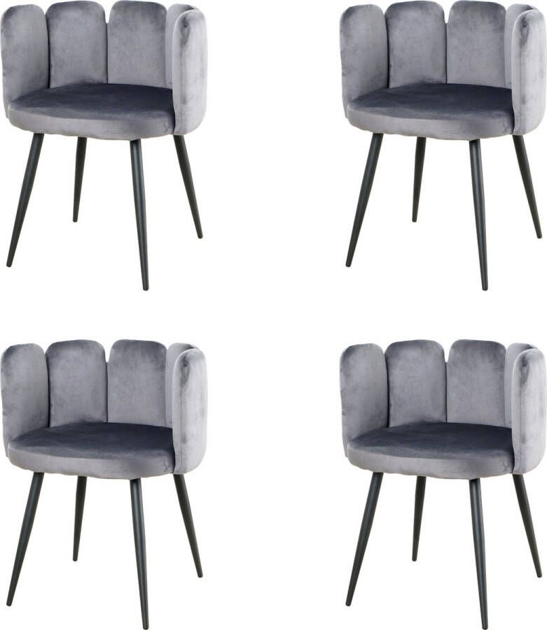 Nuvolix velvet eetkamerstoelen met armleuning set van 4 Seoul stoel met armleuningen eetkamerstoel velvet stoel grijs