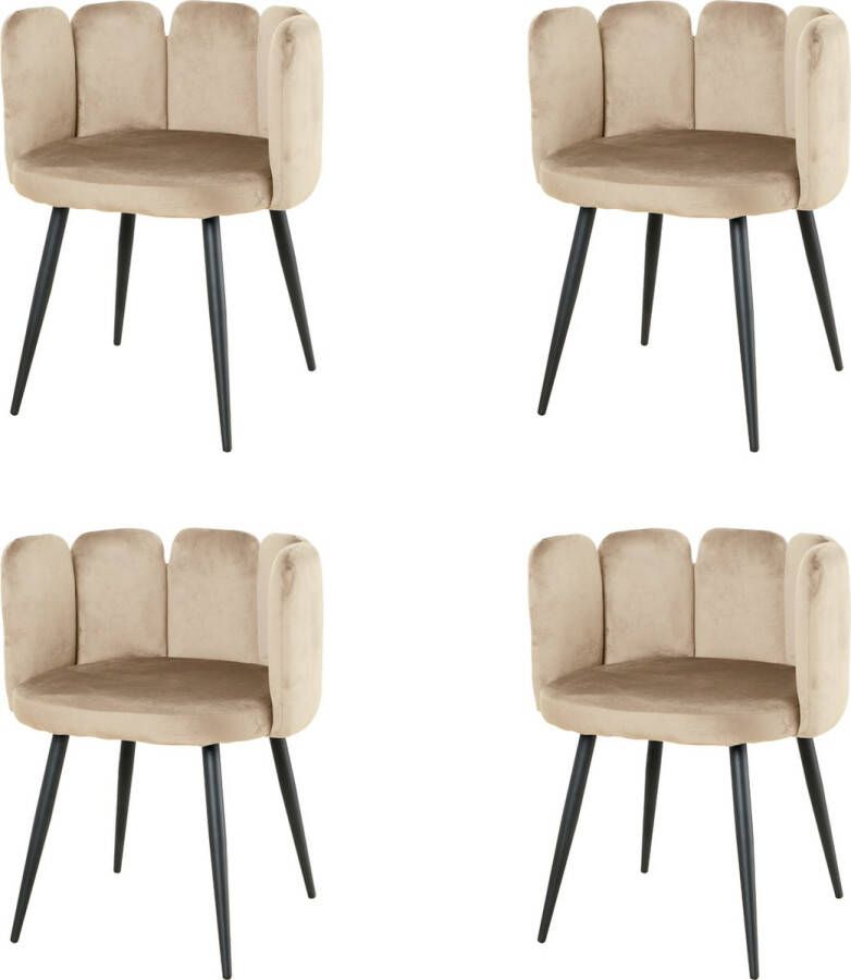 Nuvolix velvet eetkamerstoelen met armleuning set van 4 Seoul stoel met armleuningen eetkamerstoel velvet stoel beige