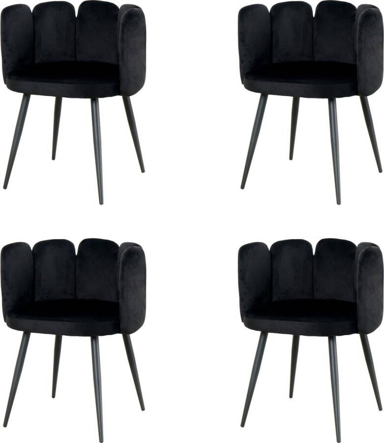 Nuvolix velvet eetkamerstoelen met armleuning set van 4 Seoul stoel met armleuningen eetkamerstoel velvet stoel zwart