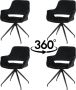 Nuvolix velvet eetkamerstoelen met armleuning set van 4 Stockholm 360° draaibaar stoel met armleuningen eetkamerstoel velvet stoel zwart - Thumbnail 2