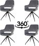 Nuvolix velvet eetkamerstoelen met armleuning set van 4 Stockholm 360° draaibaar stoel met armleuningen eetkamerstoel velvet stoel grijs - Thumbnail 2