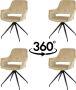 Nuvolix velvet eetkamerstoelen met armleuning set van 4 Stockholm 360° draaibaar stoel met armleuningen eetkamerstoel velvet stoel grijs - Thumbnail 1