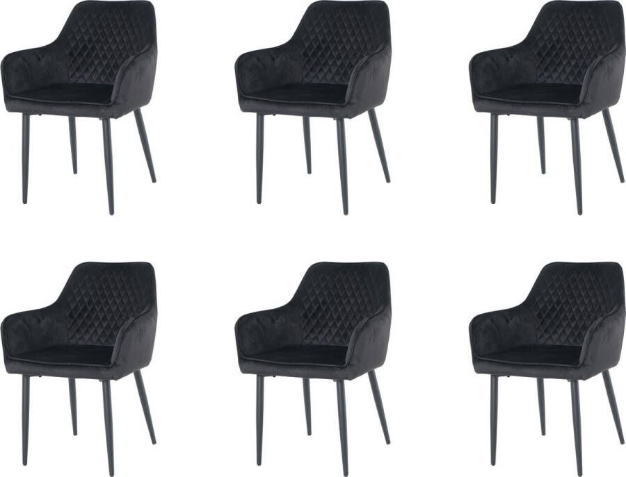 Nuvolix velvet eetkamerstoelen met armleuning set van 6 Barcelona stoel met armleuningen eetkamerstoel velvet stoel zwart