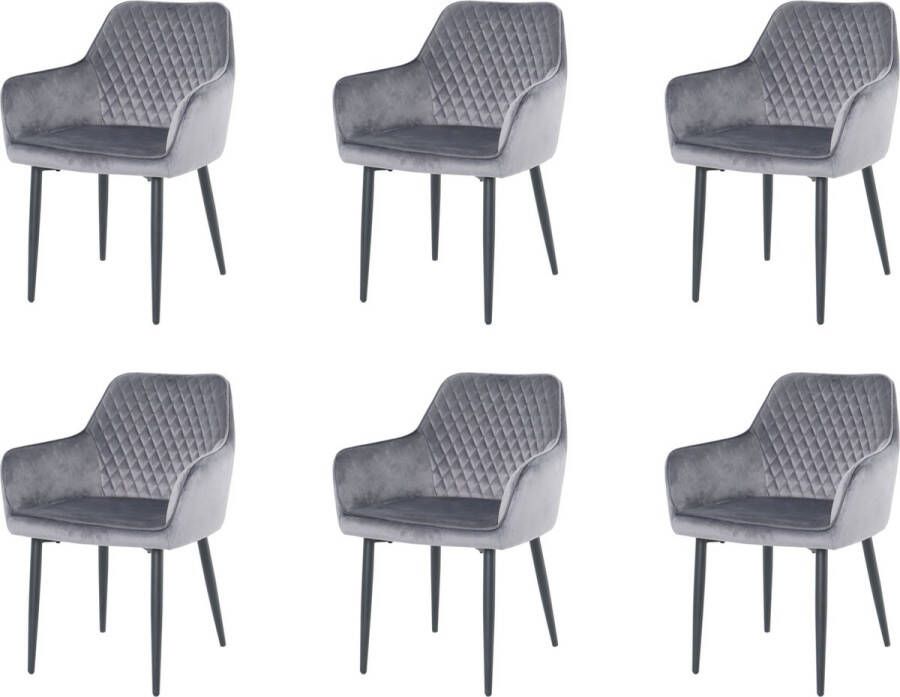 Nuvolix velvet eetkamerstoelen met armleuning set van 6 Barcelona stoel met armleuningen eetkamerstoel velvet stoel grijs