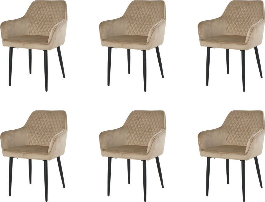 Nuvolix velvet eetkamerstoelen met armleuning set van 6 Barcelona stoel met armleuningen eetkamerstoel velvet stoel beige