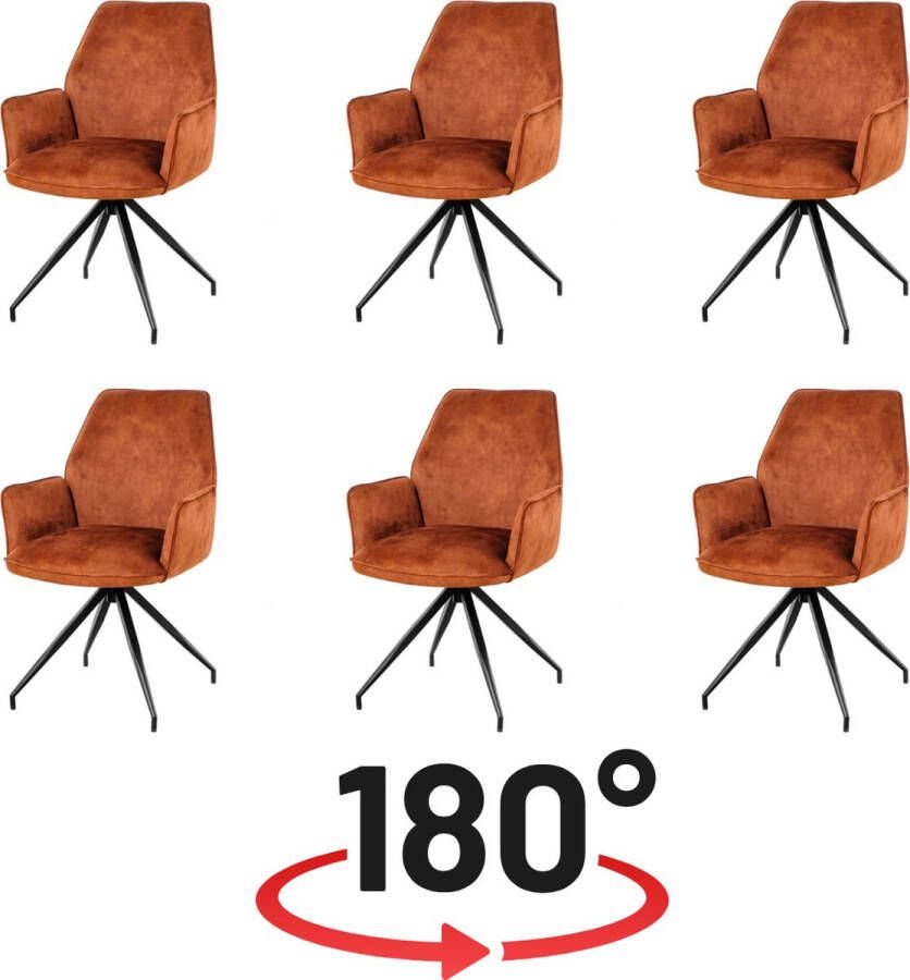 Nuvolix velvet eetkamerstoelen met armleuning set van 6 Madrid 180° draaibaar stoel met armleuningen eetkamerstoel velvet stoel grijs