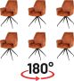 Nuvolix velvet eetkamerstoelen met armleuning set van 6 Madrid 180° draaibaar stoel met armleuningen eetkamerstoel velvet stoel cognac - Thumbnail 1