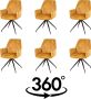 Nuvolix velvet eetkamerstoelen met armleuning set van 6 Madrid 360° draaibaar stoel met armleuningen eetkamerstoel velvet stoel cognac - Thumbnail 1