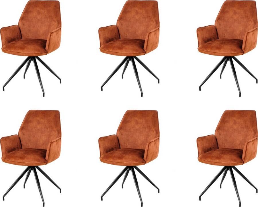 Nuvolix velvet eetkamerstoelen met armleuning set van 6 Madrid stoel met armleuningen eetkamerstoel velvet stoel koperbruin