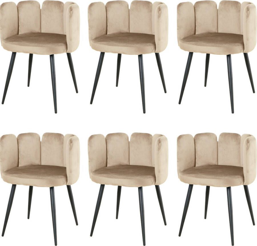 Nuvolix velvet eetkamerstoelen met armleuning set van 6 Seoul stoel met armleuningen eetkamerstoel velvet stoel beige