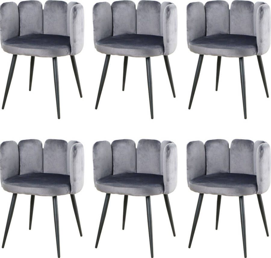 Nuvolix velvet eetkamerstoelen met armleuning set van 6 Seoul stoel met armleuningen eetkamerstoel velvet stoel grijs