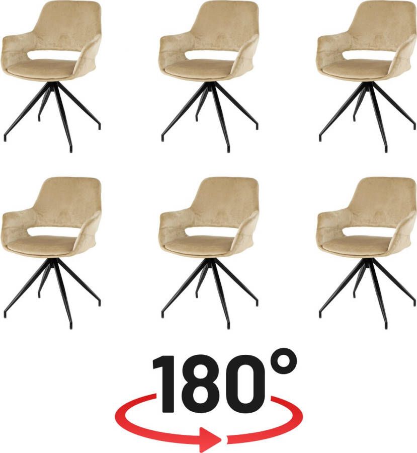 Nuvolix velvet eetkamerstoelen met armleuning set van 6 Stockholm 180° draaibaar stoel met armleuningen eetkamerstoel velvet stoel beige