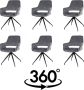 Nuvolix velvet eetkamerstoelen met armleuning set van 6 Stockholm 360° draaibaar stoel met armleuningen eetkamerstoel velvet stoel grijs - Thumbnail 2