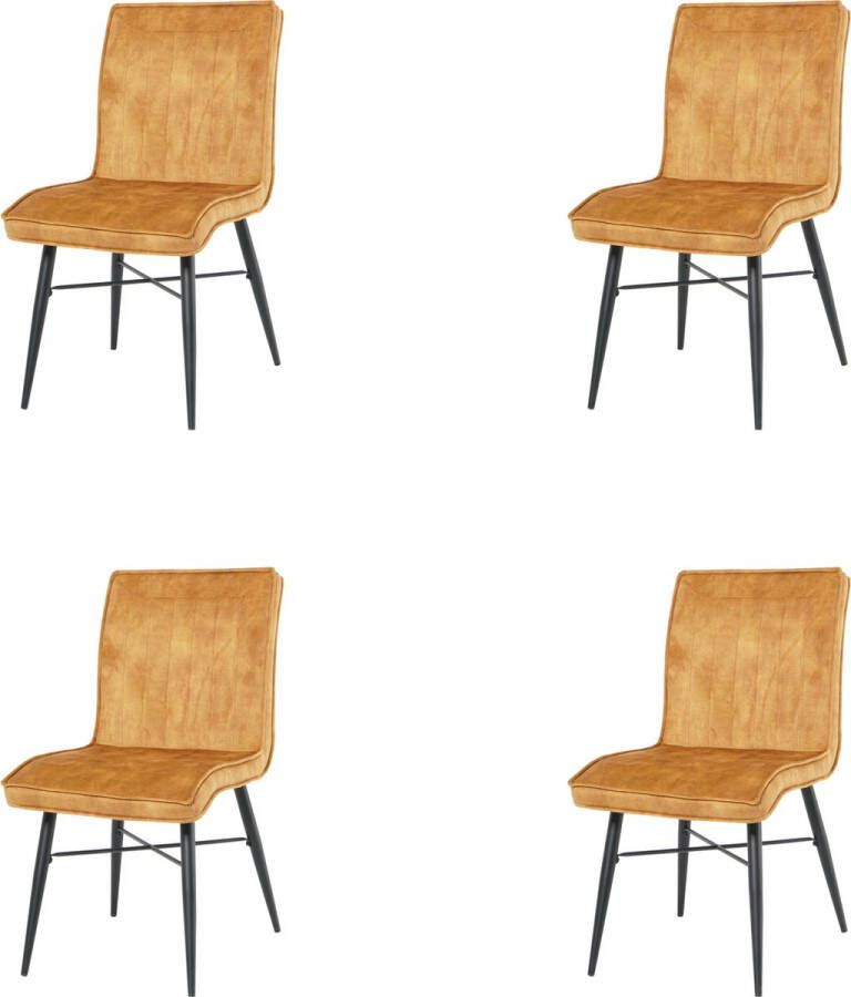 Nuvolix velvet eetkamerstoelen set van 4 Berlijn eetkamerstoel velvet stoel cognac