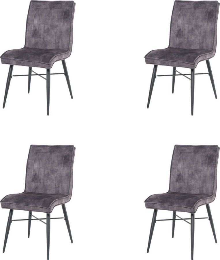 Nuvolix velvet eetkamerstoelen set van 4 Berlijn eetkamerstoel velvet stoel grijs