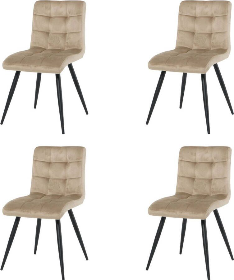 Nuvolix velvet eetkamerstoelen set van 4 Londen eetkamerstoel velvet stoel beige